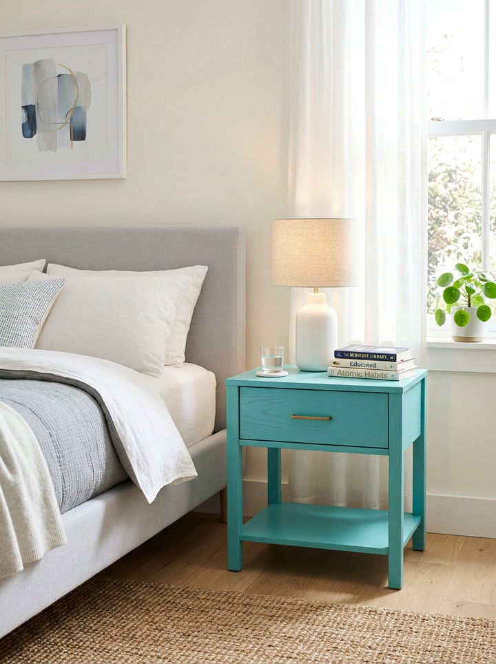 Turquoise Nightstand - 30 turquoise bedroom ideas
