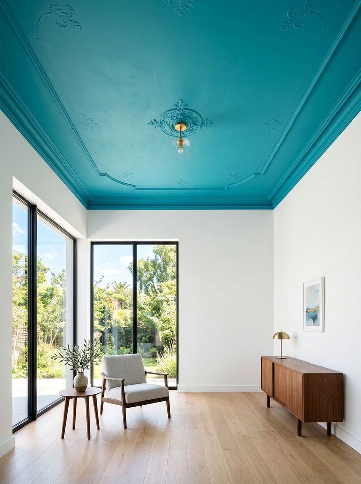 Turquoise Painted Ceiling - 30 turquoise bedroom ideas