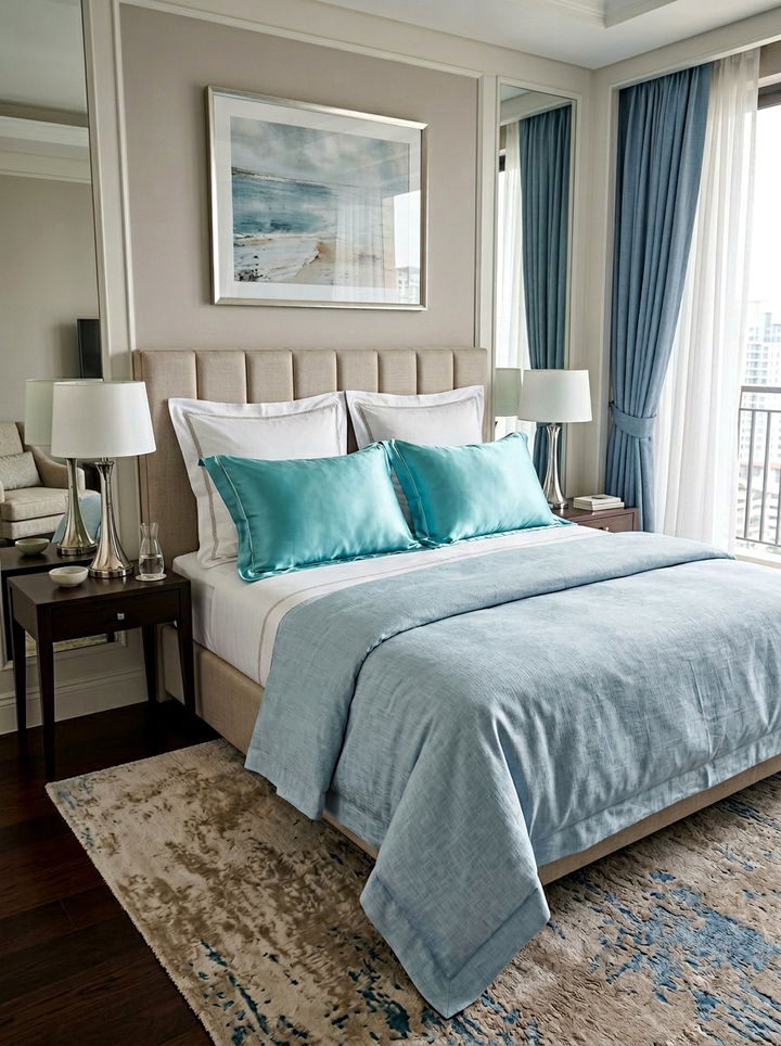 Turquoise Silk Pillowcases - 30 turquoise bedroom ideas