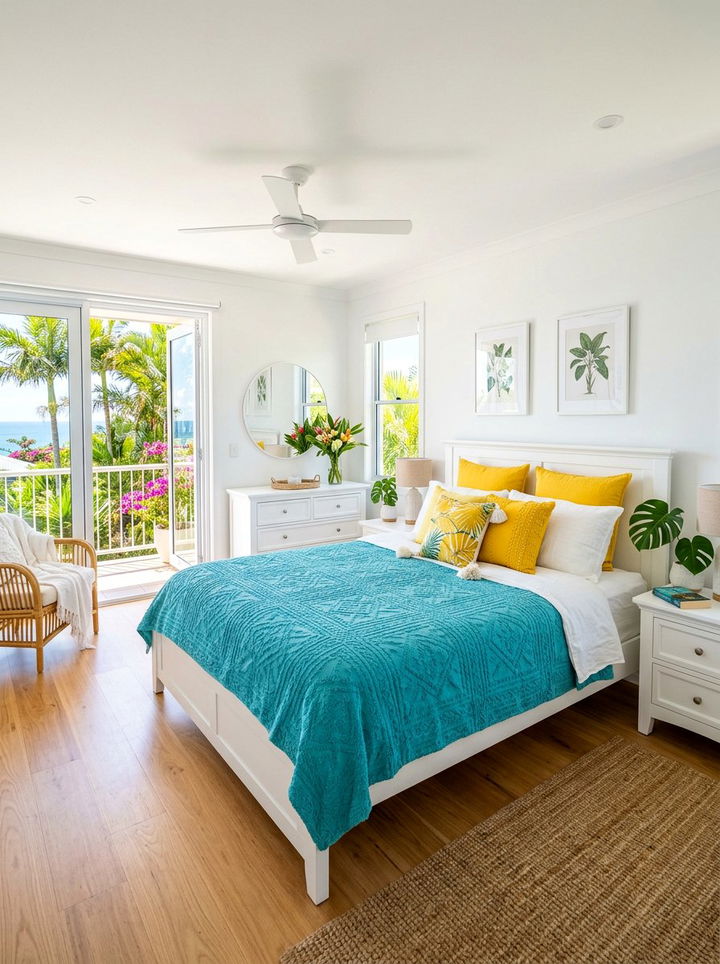 Turquoise Textured Coverlet - 30 bedroom blue bedding ideas