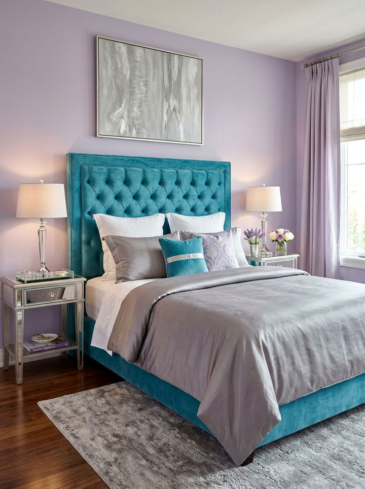Turquoise Velvet Headboard - 30 turquoise bedroom ideas
