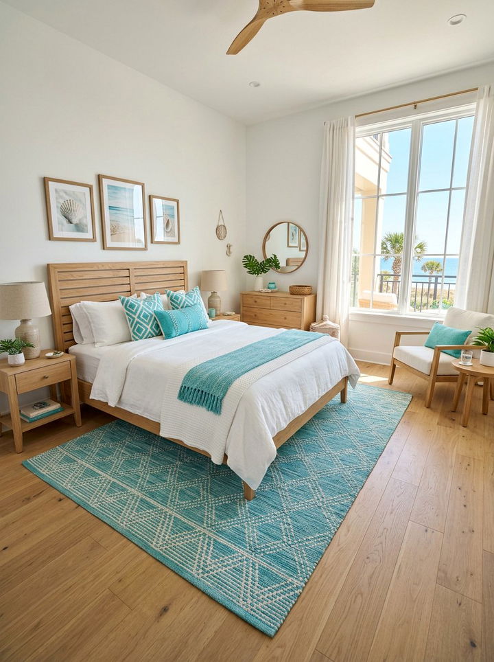 Turquoise White Wood Bedroom - 30 tricolor bedroom ideas