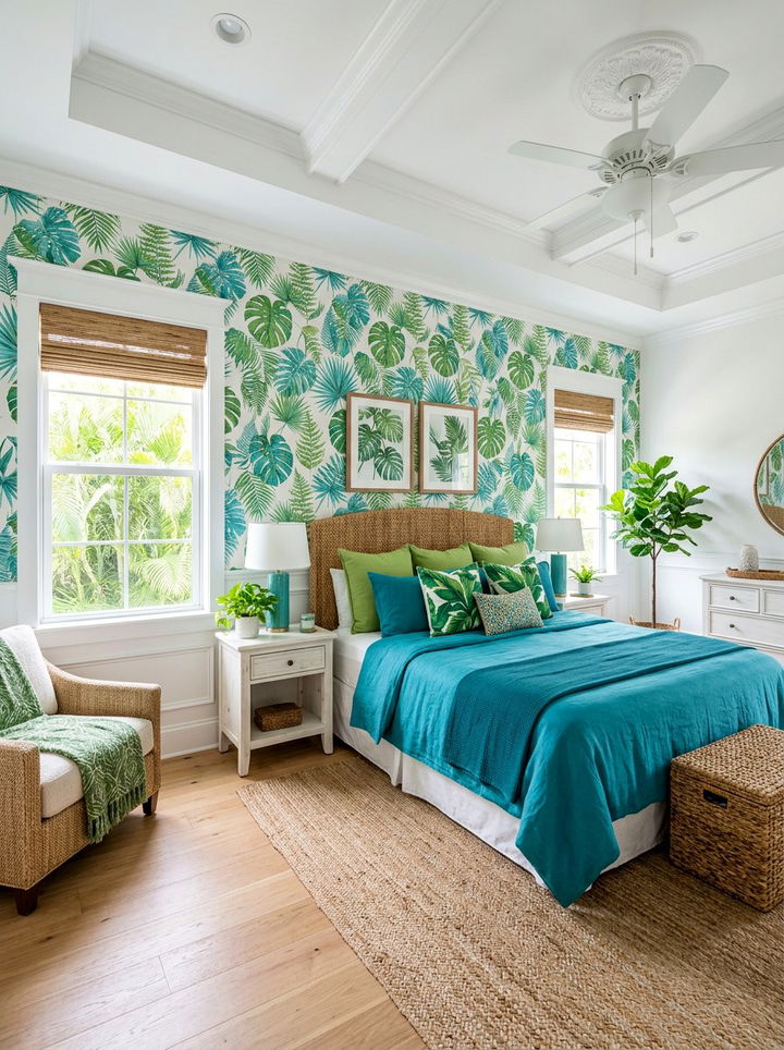 Turquoise and apple green bedroom - 30 blue and green bedroom ideas
