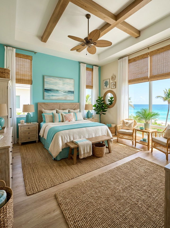 Turquoise and beige bedroom - 30 two tone bedroom ideas