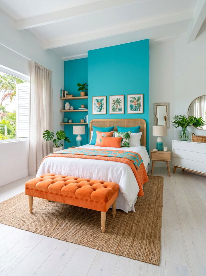 Turquoise and tangerine bedroom - 30 teal and orange bedroom color combo