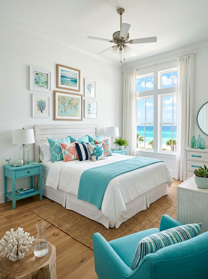 Turquoise coastal bedroom - 30 coastal bedroom color ideas