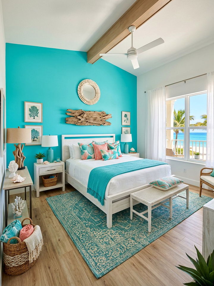 Turquoise tropical bedroom - 30 tropical bedroom color ideas