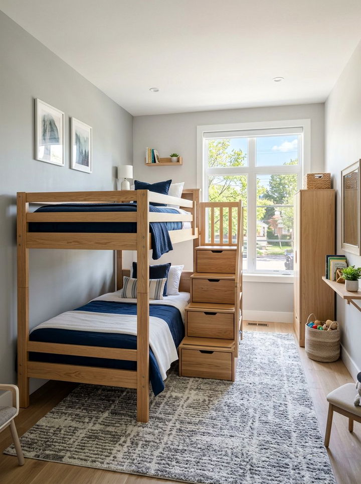 Twin Bunk Bed With Storage Stairs - 30 shared bedroom ideas