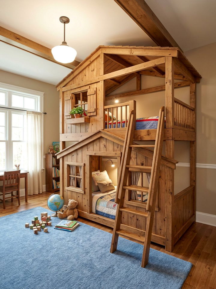Two Story Treehouse Bunk - 30 treehouse bedroom ideas