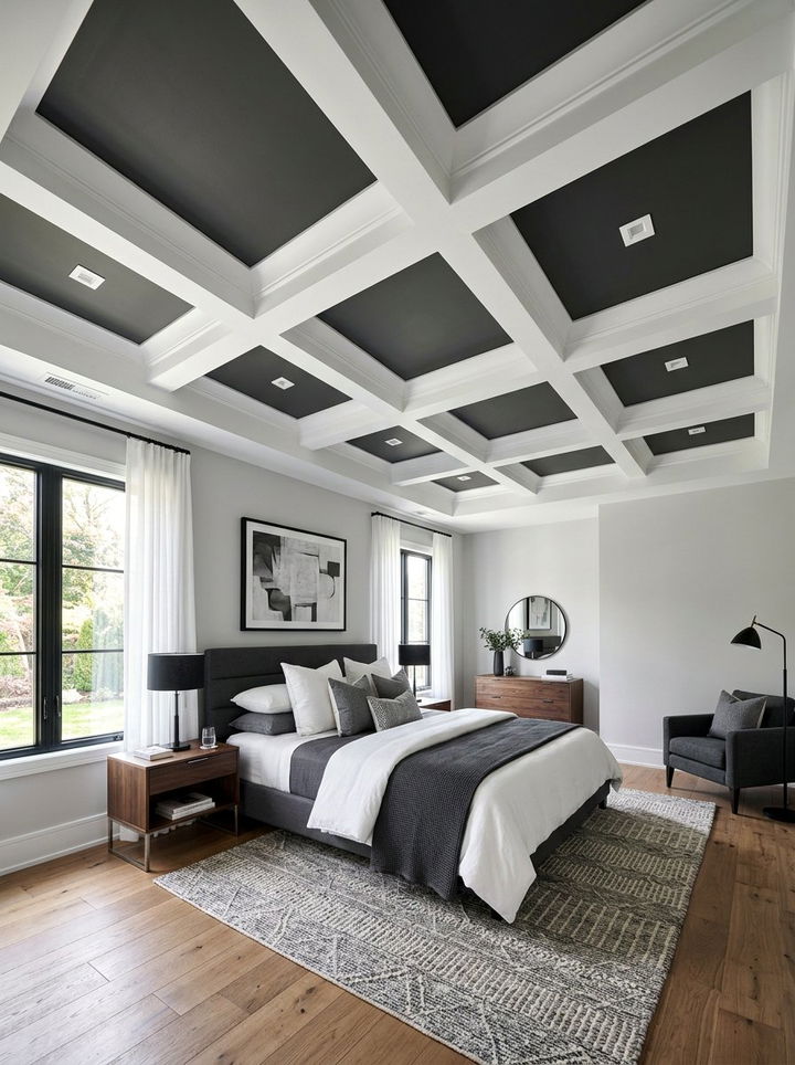 Two Tone Coffered Ceiling Bedroom - 30 bedroom coffered ceiling designs