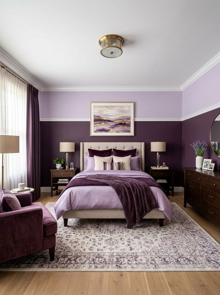 Two Tone Purple Bedroom - 30 bedroom purple walls