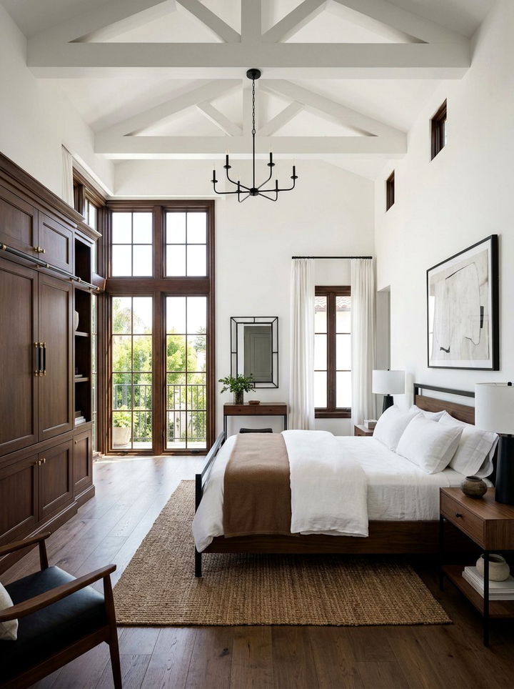 Umber and Pure White - 30 brown and white bedroom color combo