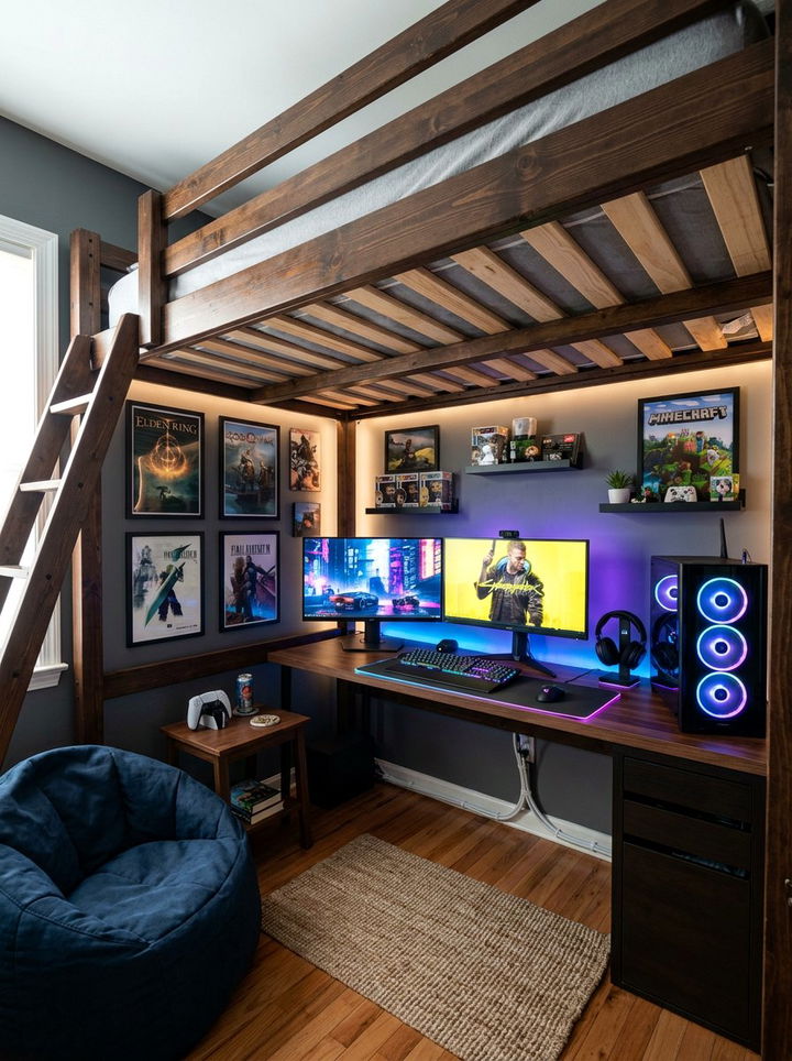 Under Bed Gaming Zone - 30 streaming setup bedroom ideas