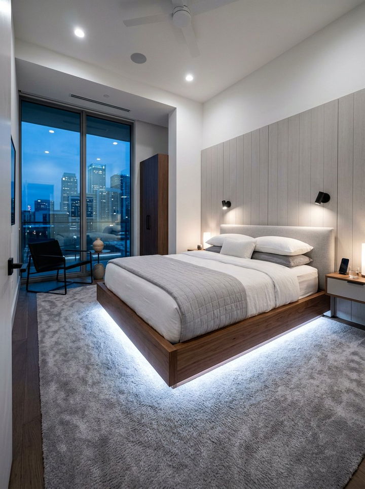 Under Bed Glow Lighting - 30 bedroom layered lighting ideas