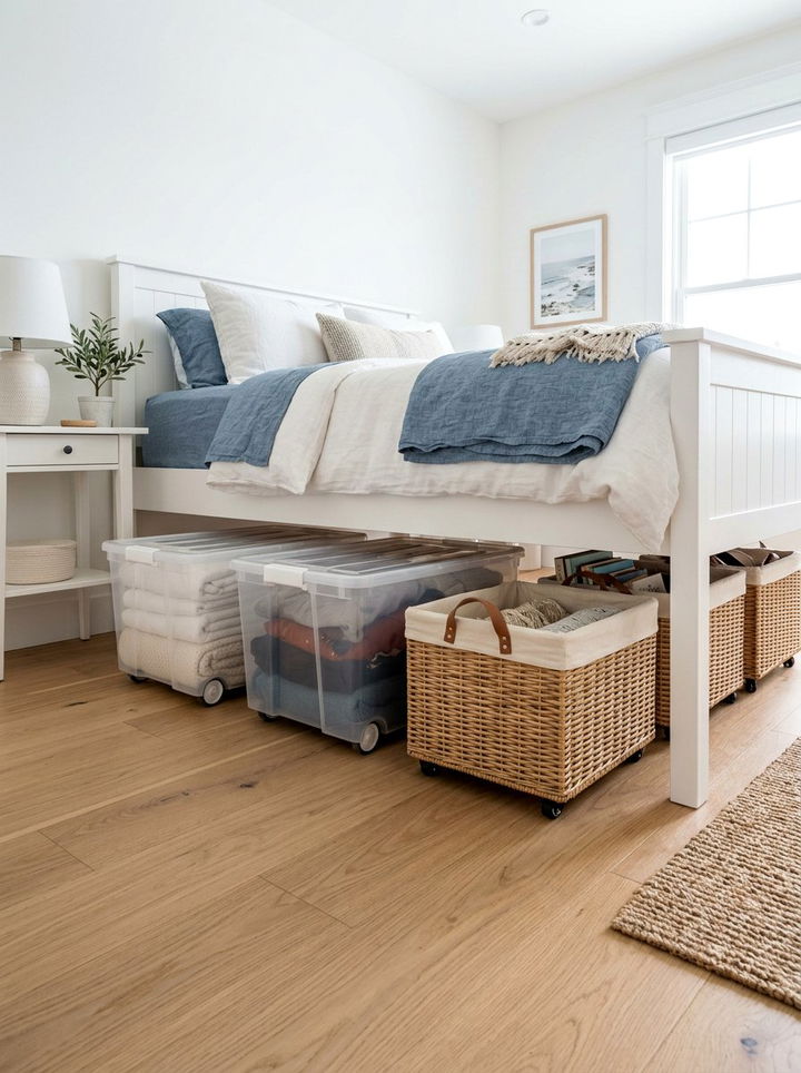Under Bed Rolling Bin - 30 bedroom secret storage ideas
