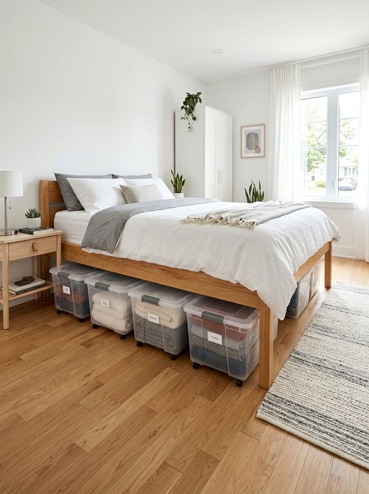 Under Bed Storage Bins - 30 rental apartment bedroom ideas