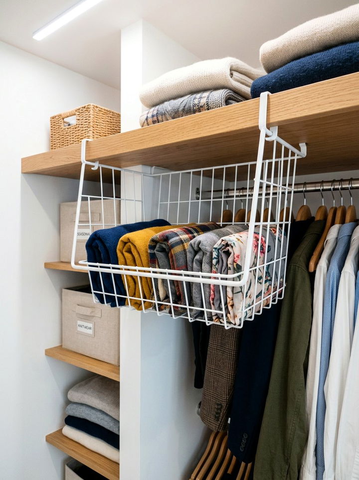 Under Shelf Basket - 30 bedroom storage tips