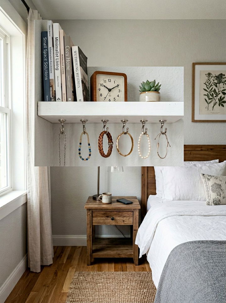 Under Shelf Jewelry Hook - 30 bedroom jewelry storage ideas