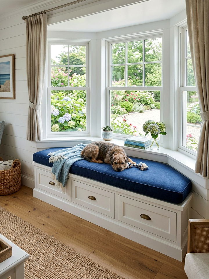 Under Window Dog Bench - 30 dog bedroom ideas