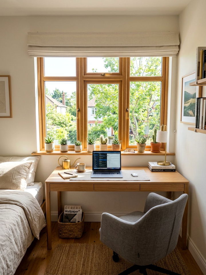 Under Window Setup - 30 bedroom desk ideas