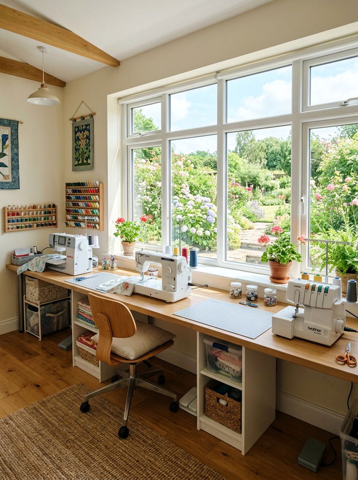 Under Window Sewing Setup - 30 bedroom sewing nook ideas