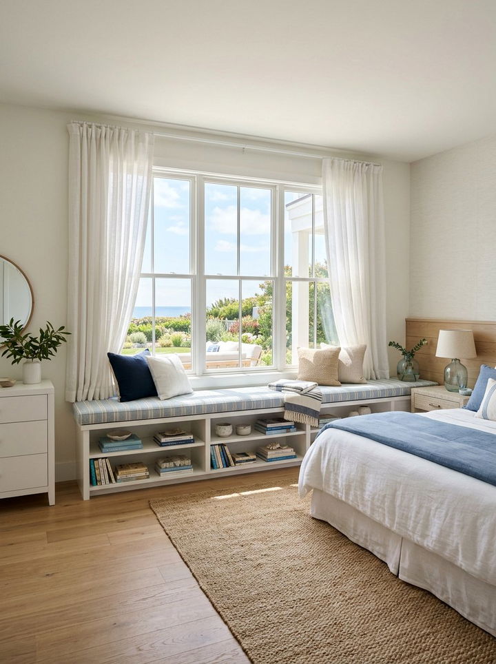 Under Window Shelving - 30 bedroom shelving ideas