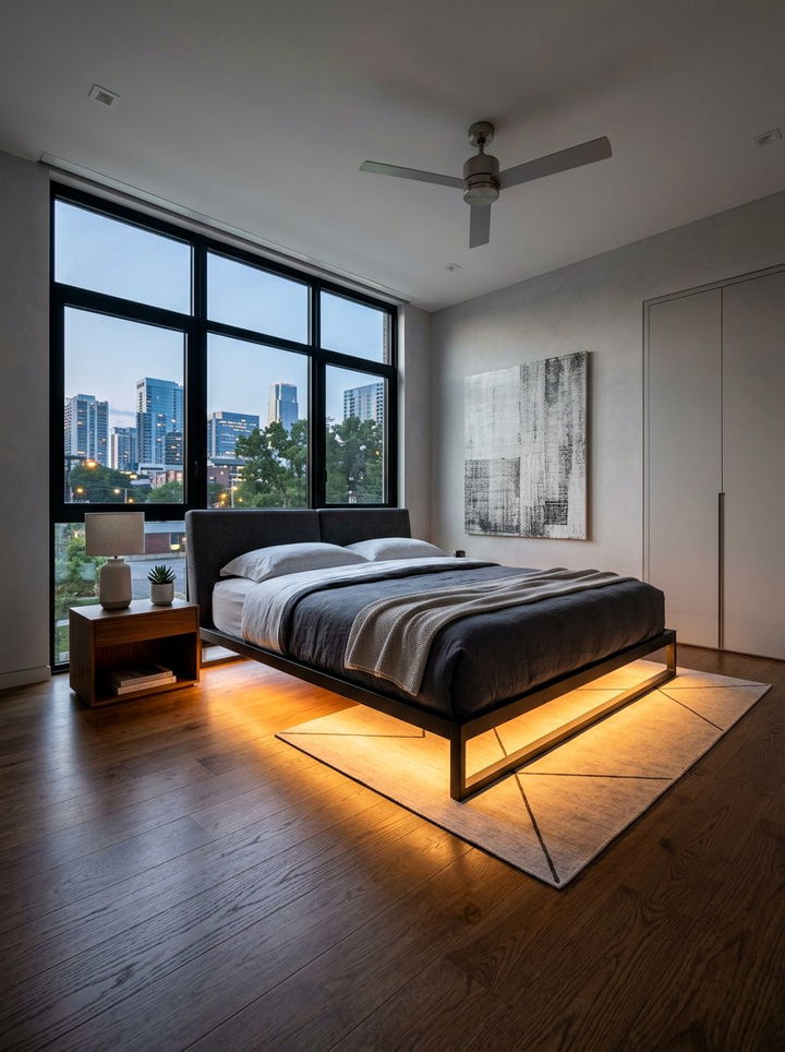 Under bed glow lighting - 30 bedroom string lights ideas