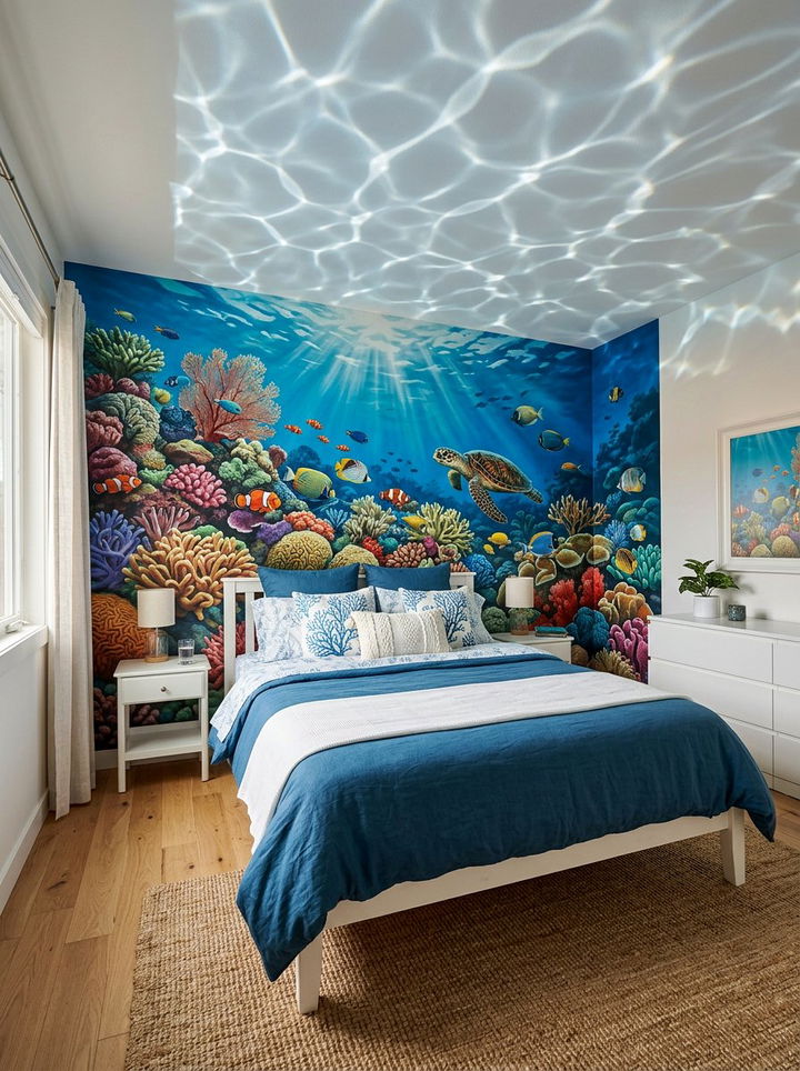 Underwater Mural Bedroom - 30 ocean themed bedroom ideas