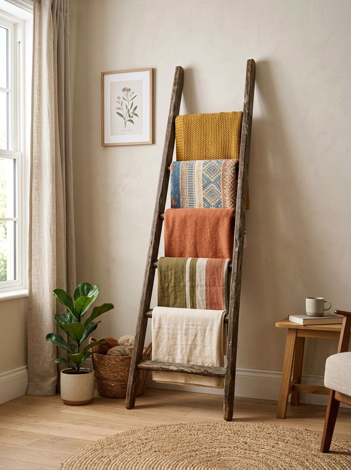 Upcycled Ladder - 30 secondhand bedroom ideas