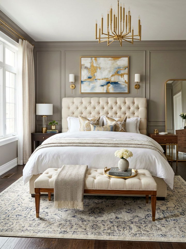 Upholstered Bed Bench - 30 shabby chic bedroom ideas