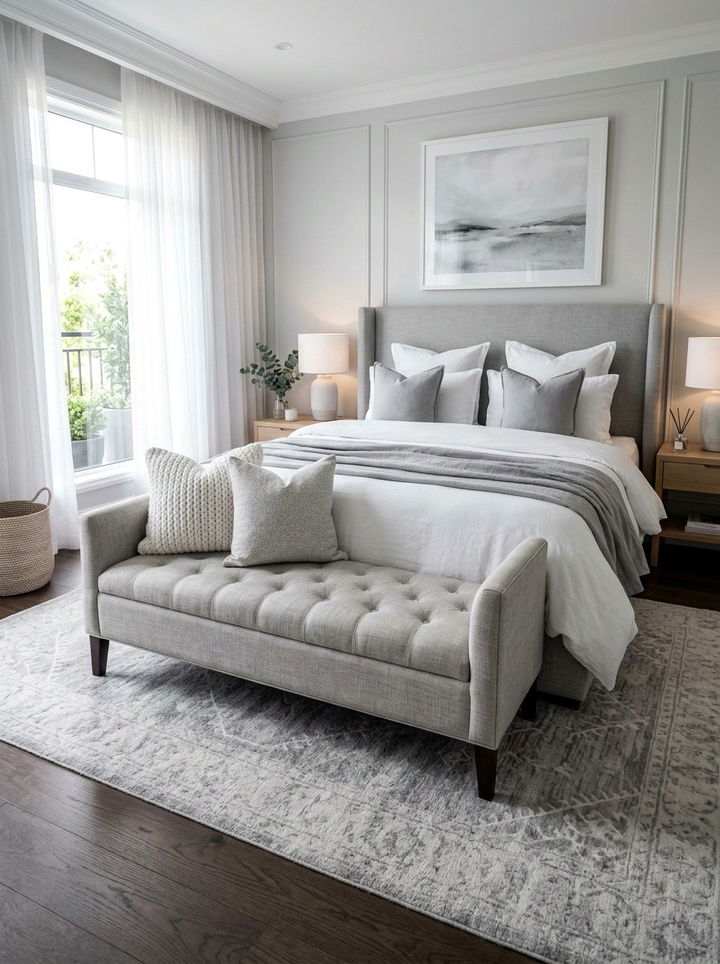 Upholstered Bed Bench - 30 spa bedroom ideas