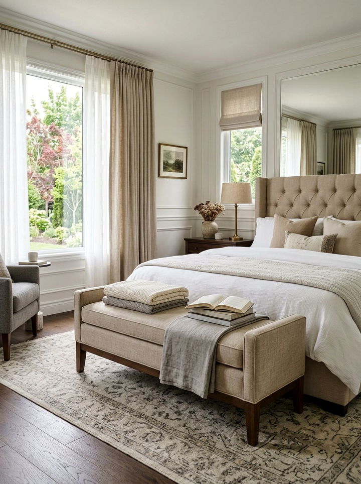 Upholstered Bed Bench - 30 bedroom finishing touches ideas