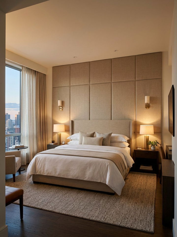 Upholstered Fabric Panels - 30 bedroom accent wall ideas