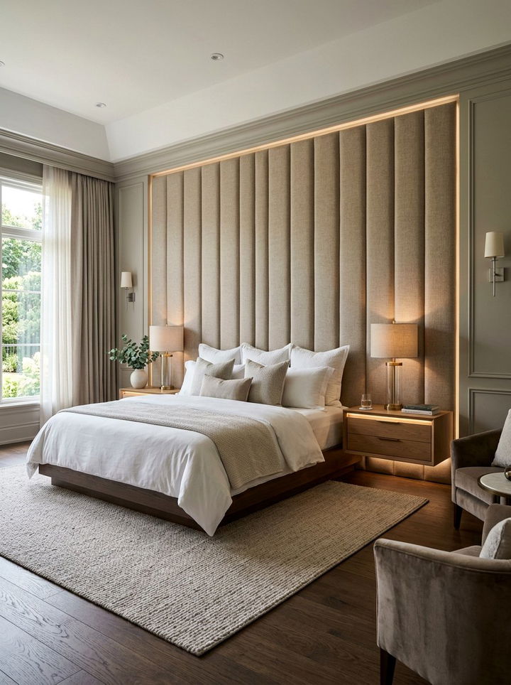 Upholstered Headboard Floating Nightstand - 30 bedroom floating nightstands