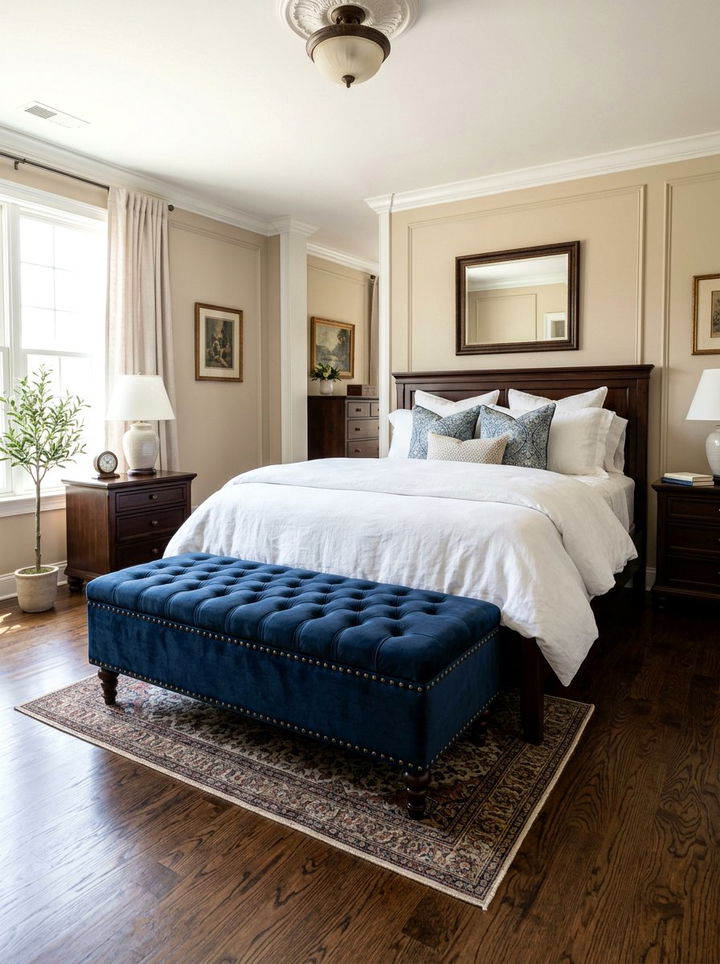 Upholstered Storage Bench - 30 bedroom secret storage ideas