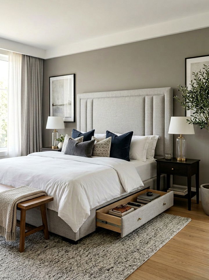 Upholstered Storage Headboard - 30 bedroom storage headboards