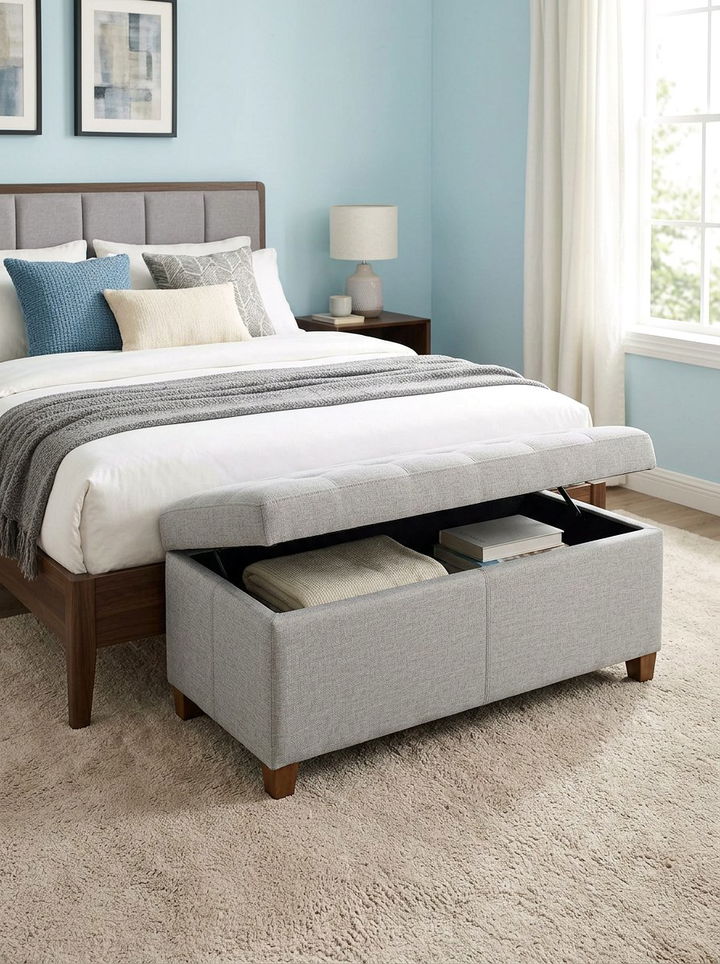 Upholstered Storage Ottoman - 30 bedroom storage trunks