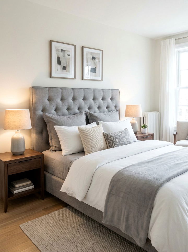 Upholstered Wall Mounted Headboard - 30 bedroom floating headboard ideas