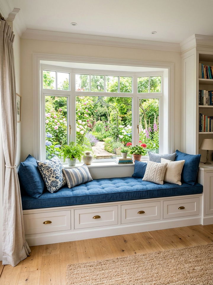 Upholstered Window Bench Seat - 30 bedroom focal point ideas