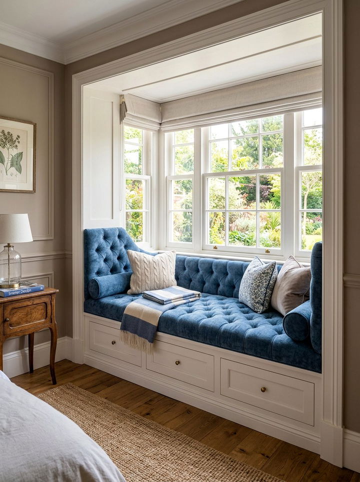 Upholstered Window Seat - 30 bedroom window seat ideas