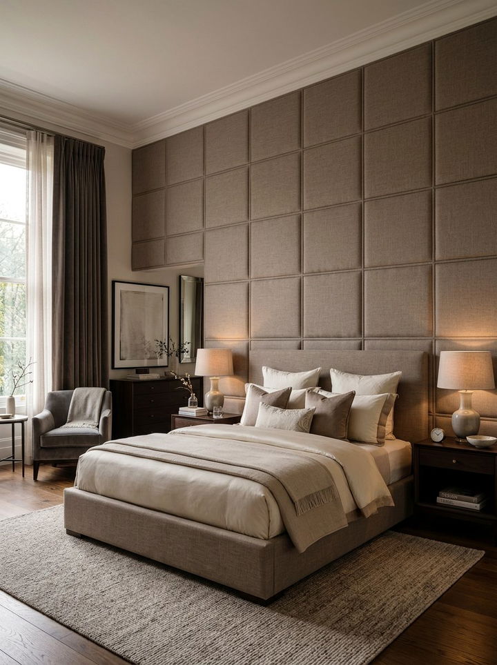 Upholstered wall panel - 30 bedroom feature wall ideas