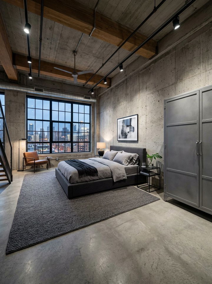 Urban Gray Loft Bedroom - 30 gray bedroom furniture ideas