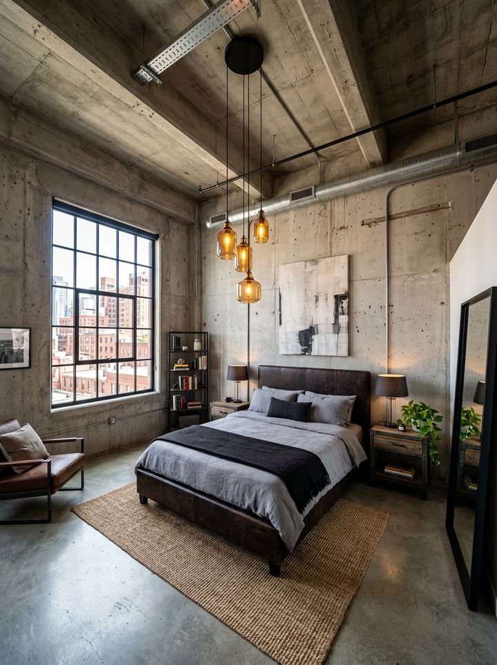 Urban Industrial Bedroom - 30 amber and brown bedroom ideas
