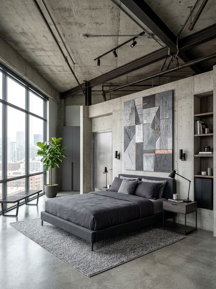 Urban Industrial Grey Bedroom - 30 industrial grey bedroom ideas