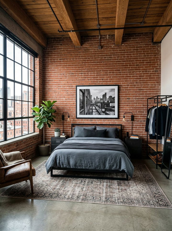 Urban Loft Brick Bedroom - 30 unisex bedroom ideas