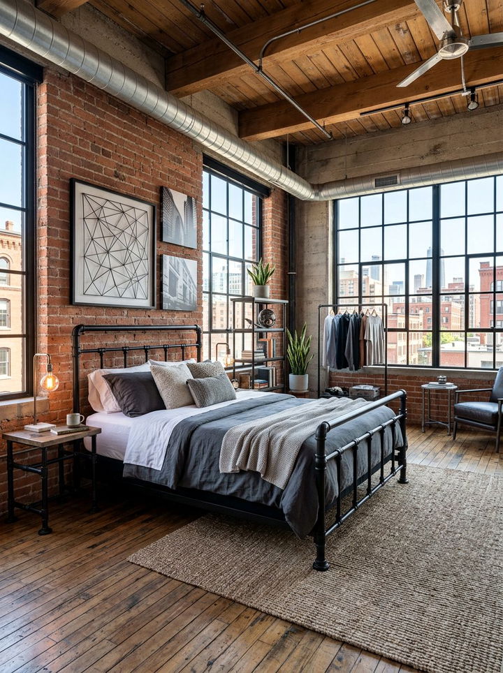 Urban loft black pipe furniture bedroom - 30 bedroom black furniture ideas