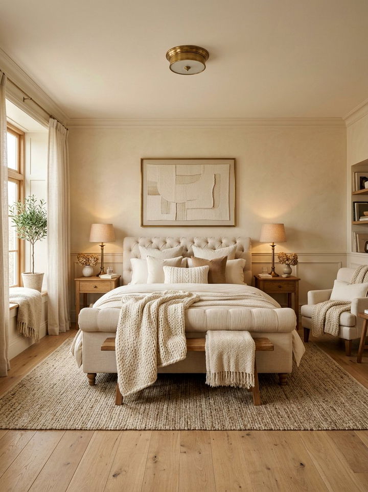 Vanilla cream cozy bedroom - 30 pale color bedroom ideas