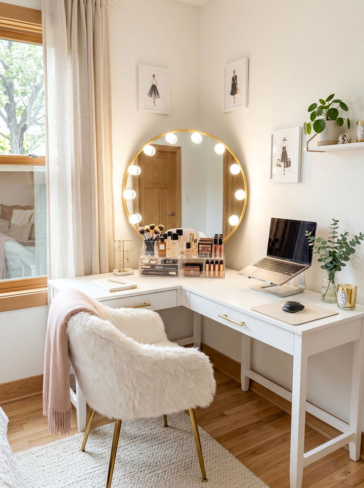 Vanity Corner Desk - 30 bedroom corner desk ideas