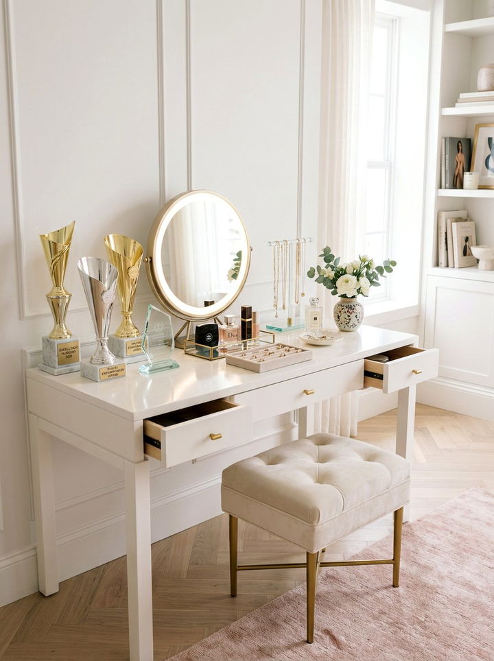 Vanity trophy display - 30 bedroom trophy display ideas