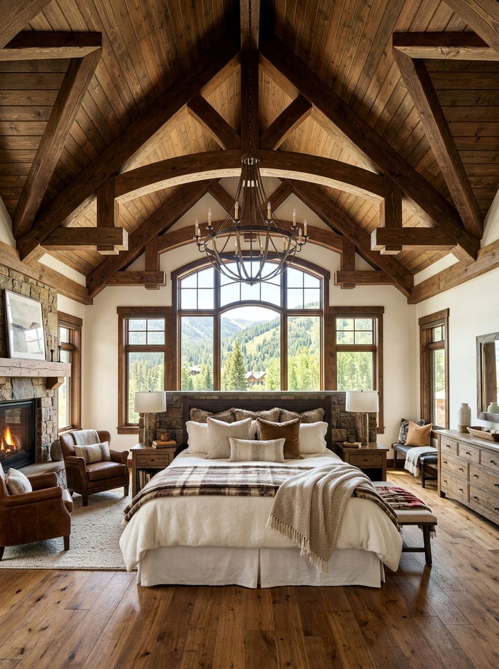 Vaulted Ceiling Bedroom - 30 cabin bedroom ideas